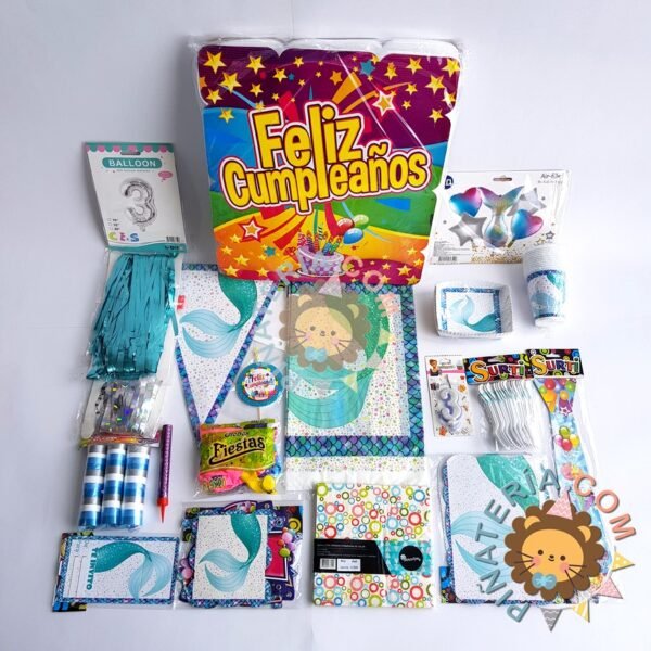 kit de decoración personalizado para fiestas infantiles | Decoración temática Cola de sirena para cumpleaños infantil fiestas y piñatas Bogotá