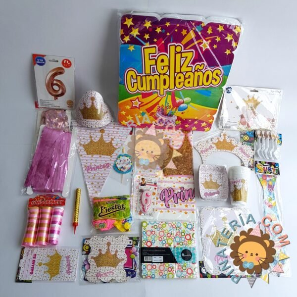 kit de decoración personalizado para fiestas infantiles | Decoración temática Corona de princesas para cumpleaños infantil fiestas y piñatas Bogotá