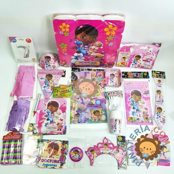 kit de decoración personalizado para fiestas infantiles | Decoración temática Doctora Juguetes para cumpleaños infantil fiestas y piñatas Bogotá