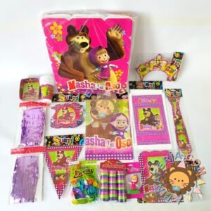 kit de decoración personalizado para fiestas infantiles | Decoración temática Masha y Oso para cumpleaños infantil fiestas y piñatas Bogotá