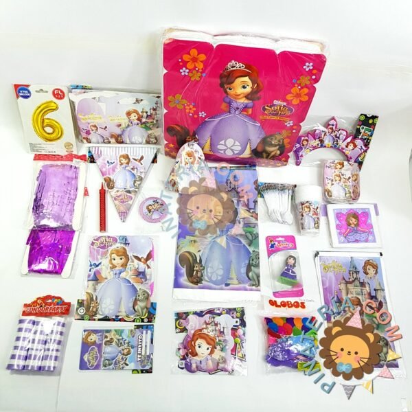 kit de decoración personalizado para fiestas infantiles | Decoración temática Princesa Sofia para cumpleaños infantil fiestas y piñatas Bogotá