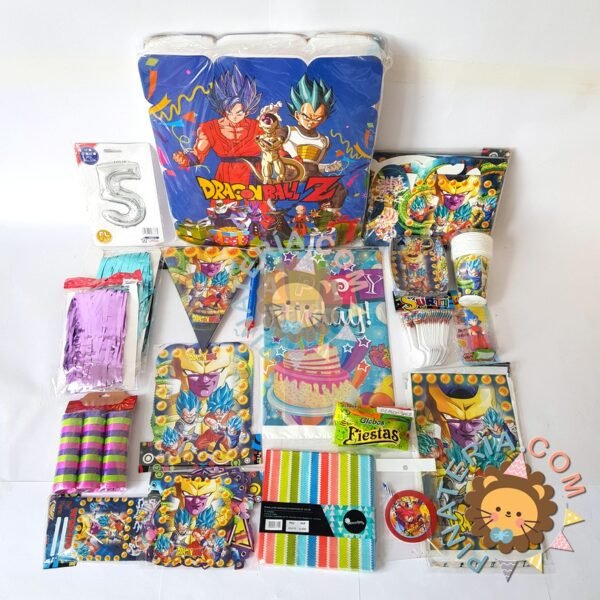 kit de decoración personalizado para fiestas infantiles | Decoración temática Dragon ball z para cumpleaños infantil fiestas y piñatas piñatería en Bogotá