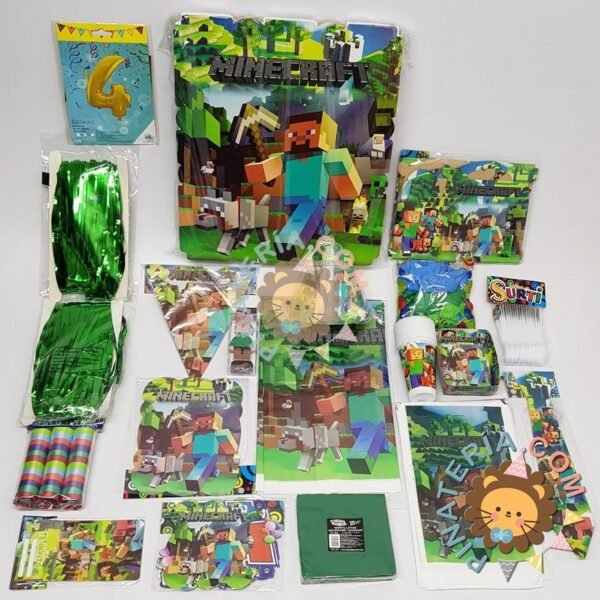 kit de decoración personalizado para fiestas infantiles | Decoración temática Minecraft para cumpleaños infantil fiestas y piñatas piñatería en Bogotá